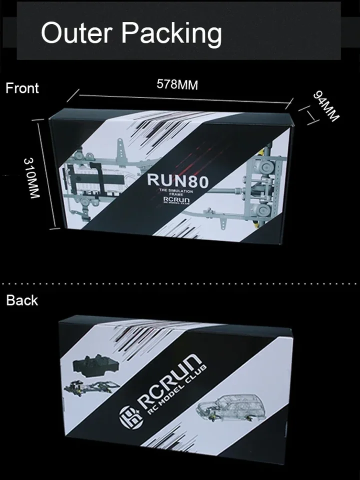 Telaio Cingolato Fuoristrada RCRUN LC80 Scala 1/10 – Kit Per Crawler Elettrico