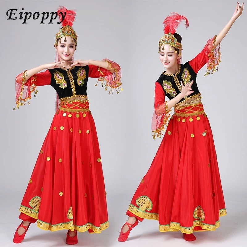 

New Xinjiang Dance Performance Uygur Costumes Ethnic Minority Skirt Stage Dress Xinjiang Dancer