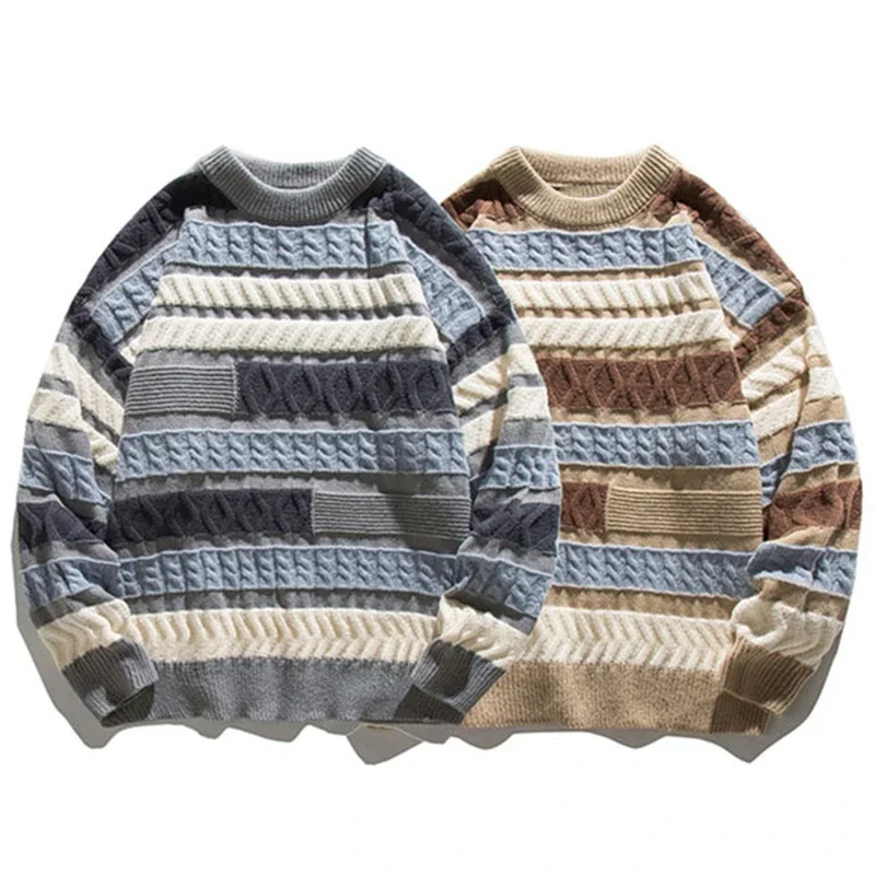 

Knit Sweaters For Men Pullovers Men's Autumn Warm Clothing Knitwears Y2k Vintage New Sweater Winter Cotton Warm Man Clothes