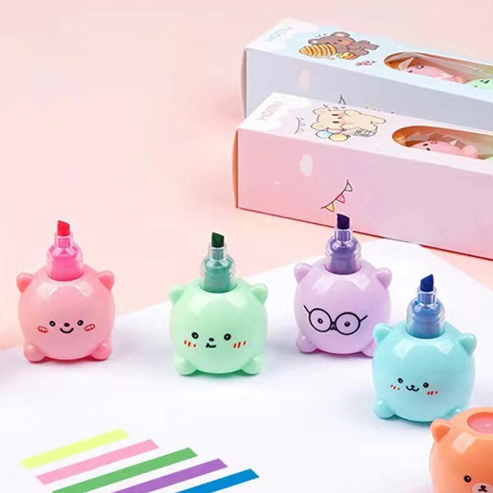 곰 하이라이터 브러시, 학교 액세서리, 모양 하이라이터 모델링, 2 세트