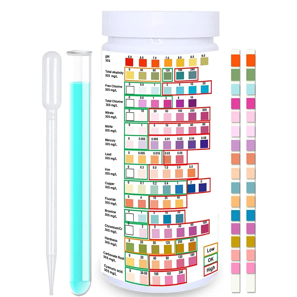Water Testing Strips for Drinking Water-EPA Level Home Use Water Test Strips with Lead Mercury Iron PH Hardness water testing strips