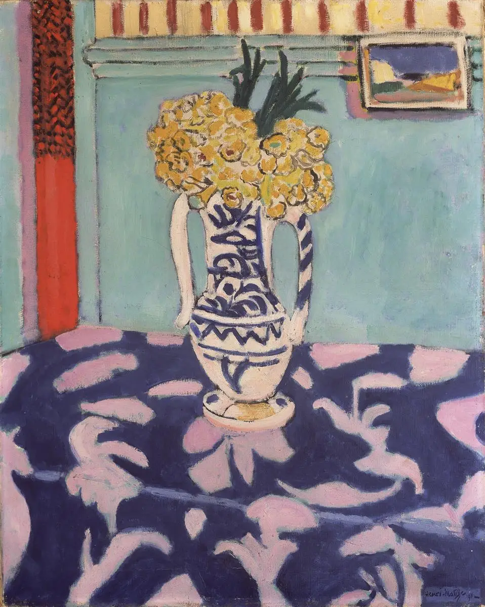 

100% handmade Abstract Flower famous oil painting on canvas wall art, Les Coucous Tapis Bleu Et Rose 1911 by Henri Matisse