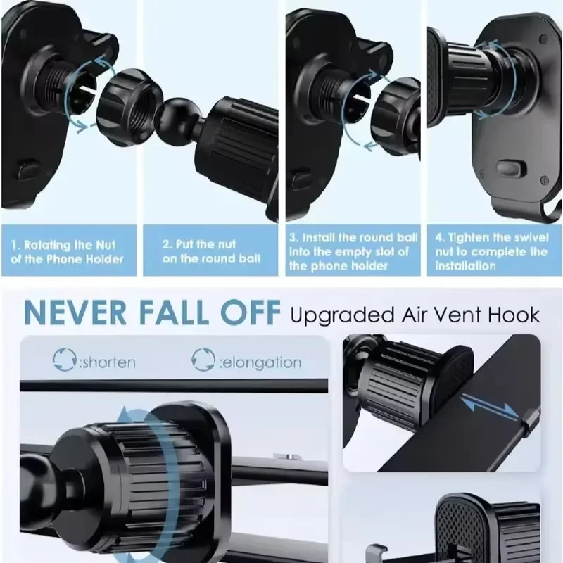 Universal Car Air Vent Phone Holder Stand for 4.7-6.7 Inch Mobile Devices