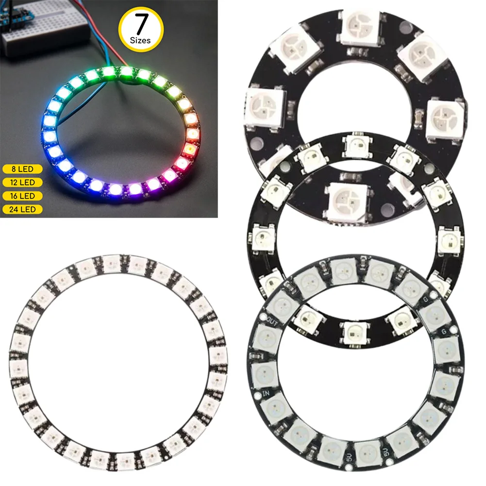 5V LED Ring Individual Addressable RGB LED NeoPixel Ring For Arduino WS2812 Full-color Driver Lamp Portable For Home Decor mini led light glow rings glow light