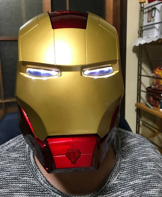 Masque de casque de super héros Ironman, 1/1, MK43 Mark 43, peut être  ouvert, les yeux peuvent briller avec lumière LED, cadeau Cosplay |  AliExpress
