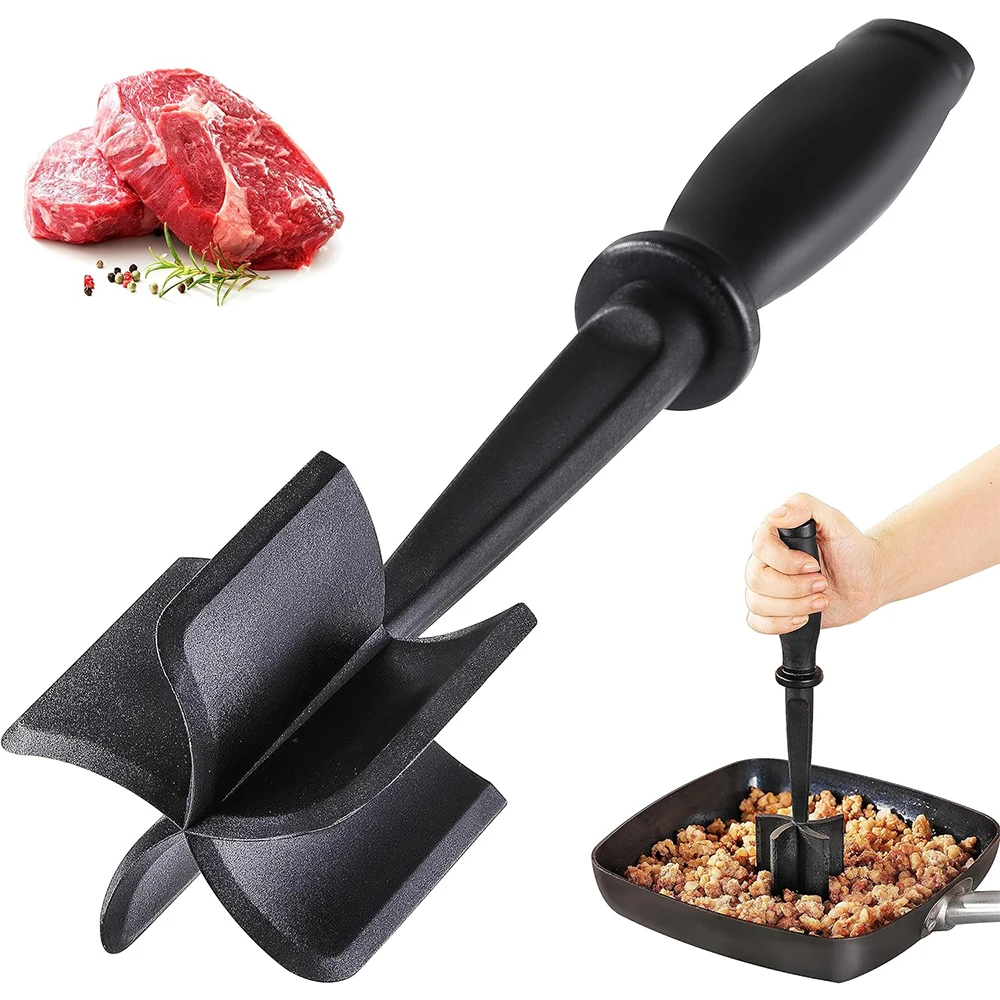 

Meat Chopper for Ground Beef Heat Resistant Meat Masher for Hamburger Meat 5 Curved Blades Ground Beef Smasher Kitchen Tools