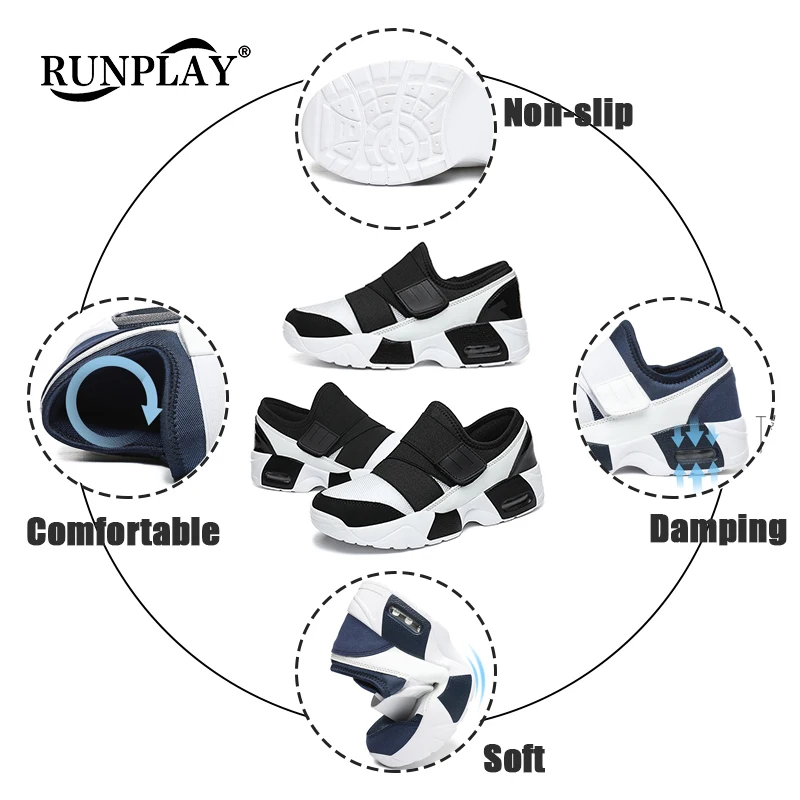 Women Tennis Shoes Breathable Hook Loop Sneakers Air Cushion Shoe Non-slip Female Height Increase Footwear Outdoor Walk Gym Shoe women sports shoes