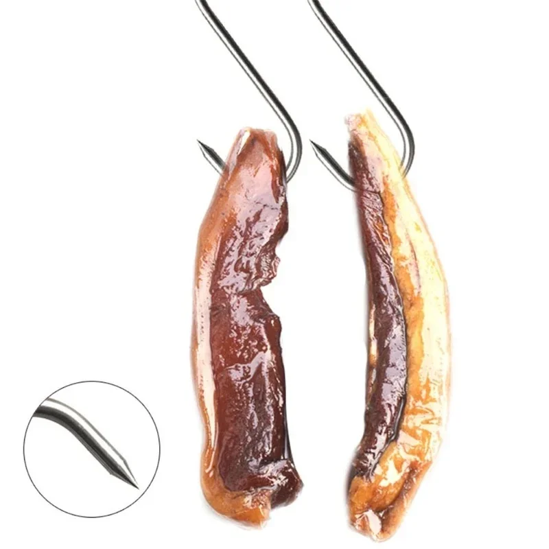50/5PCS Stainless Steel S-hook With Pointed Tip Meat Hanger Hook Tools for Butcher Shop Kitchen Hooks Home Storage Organization