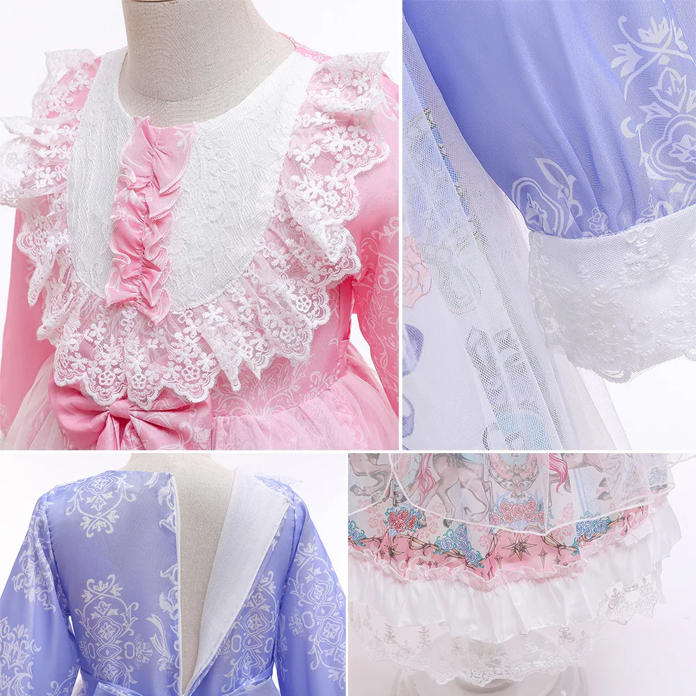 Spring Summer Princess Girl Lolita Dress Kawaii Lace Soft Girly Baby Doll Dresses Wedding Party Birthday Teenager Costume 3-12 Y