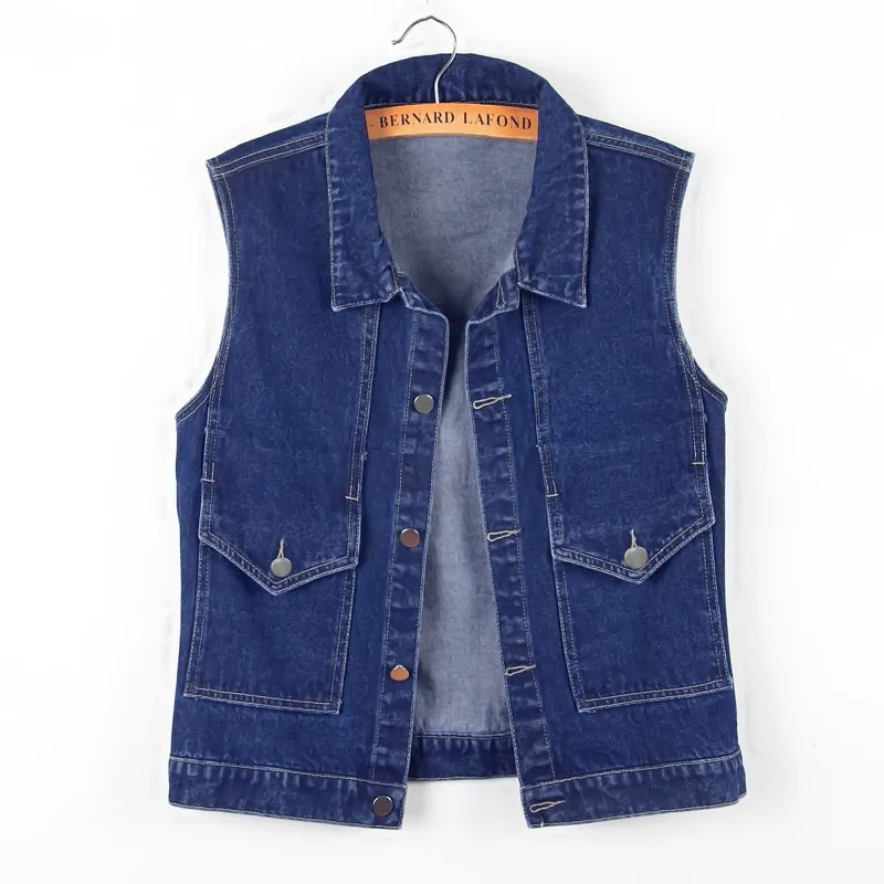 

2023 New Style Women Classic Washed Denim Vest Ladies Sleeveless Jacket Solid Color Button Jean Vest Jacket Female Waistcoat 6XL