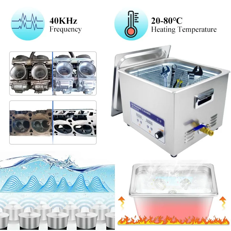 15L Digital Ultrasonic Cleaner 360W High Power Adjustable Deep Washing Machine for Hardware Auto Parts Repair Tools Dishes