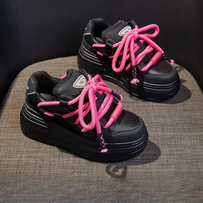 Platform Sneakers For Womens Spring New Fashion Versatile Casual Shoes Thick Bottom Lncrease By 6cm Internally Zapatos De Mujer