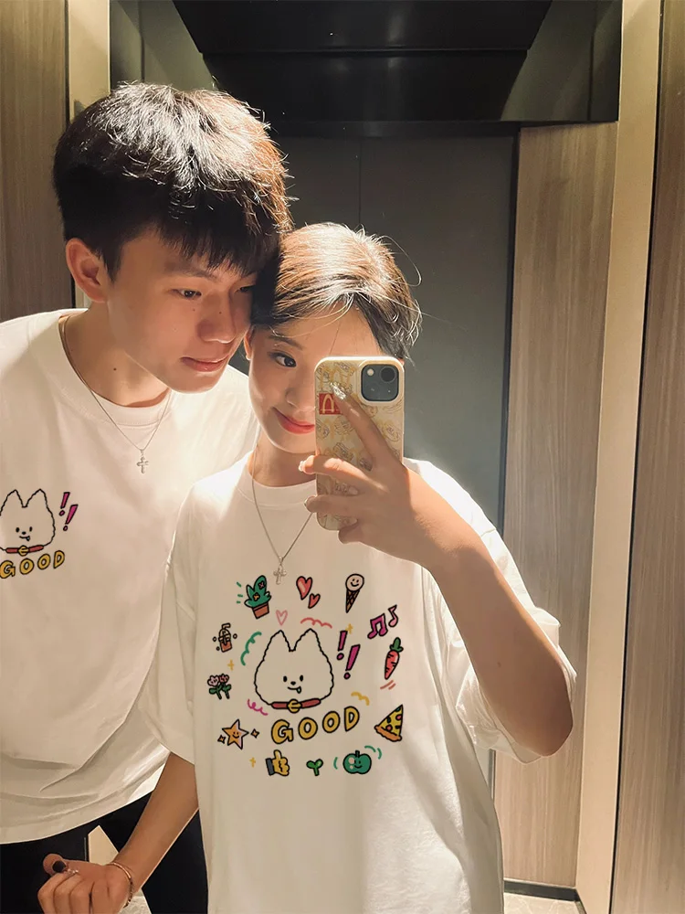 

Honeymoon Sweet Couple cotton Tshirt Honey Diamond Ring Graphic T Shirts Harajuku Korean Top Oversize Tees Couples