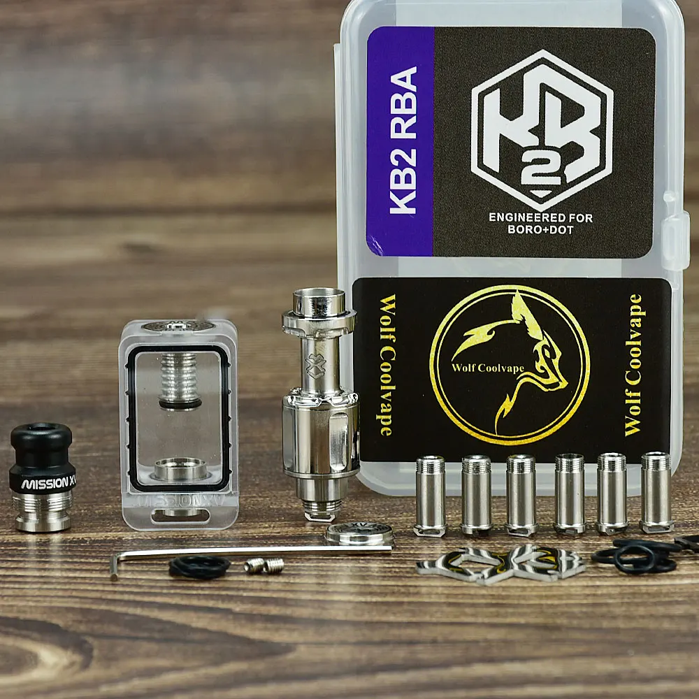 Wolfcoolvape Mission Kb2 Style Rba Tank Kit Completo 316Ss Pc Vape Rba Tank Per Dotaio V1 V2 Air Pins 1.0/1.2/2.0/2.5/3.0/3.5/4.3Mm