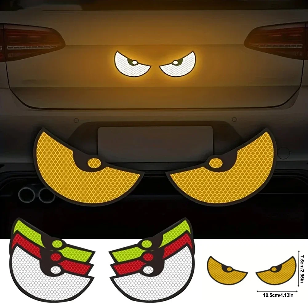 Reflective Tape Reflective Stickers 2Pcs Cat Eyes Pattern Night Driving Safety Decals for Auto Truck Motorcycle Reflector Sticker Car Reflective Safety Warning Tape