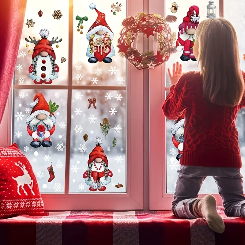 103PCS Xmas Window Clings for Glass Christmas Decals Xmas Santa Stickers window stickers christmas stickers