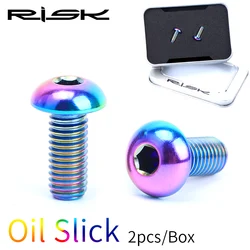 Premium Titanium Alloy Bike Water Bottle Cage Bolts - Set of 2 (Oil Slick)