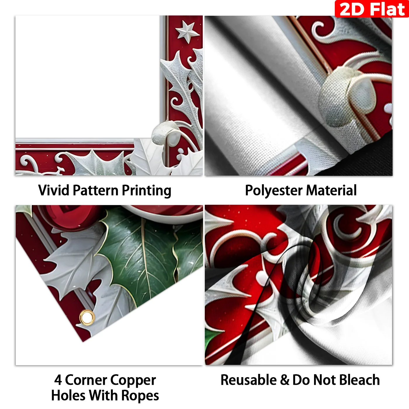2D Flat Christmas Themed Cutout Photo Booth Backdrop Polyester Fiber with Festive Snowflake Christmas Party Decoration