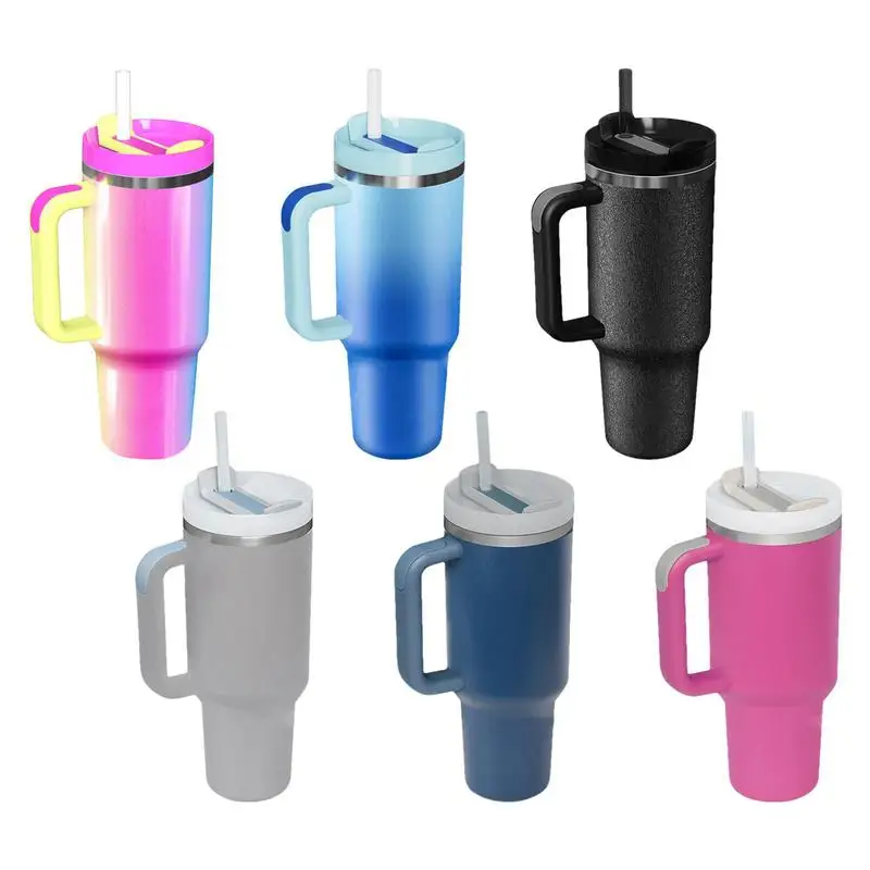 Spill Proof Coffee Travel Mug 40oz Insulated Stainless Travel Mug Straw Mug  Vacuum Mug With Handle For Outdoor Camping - AliExpress