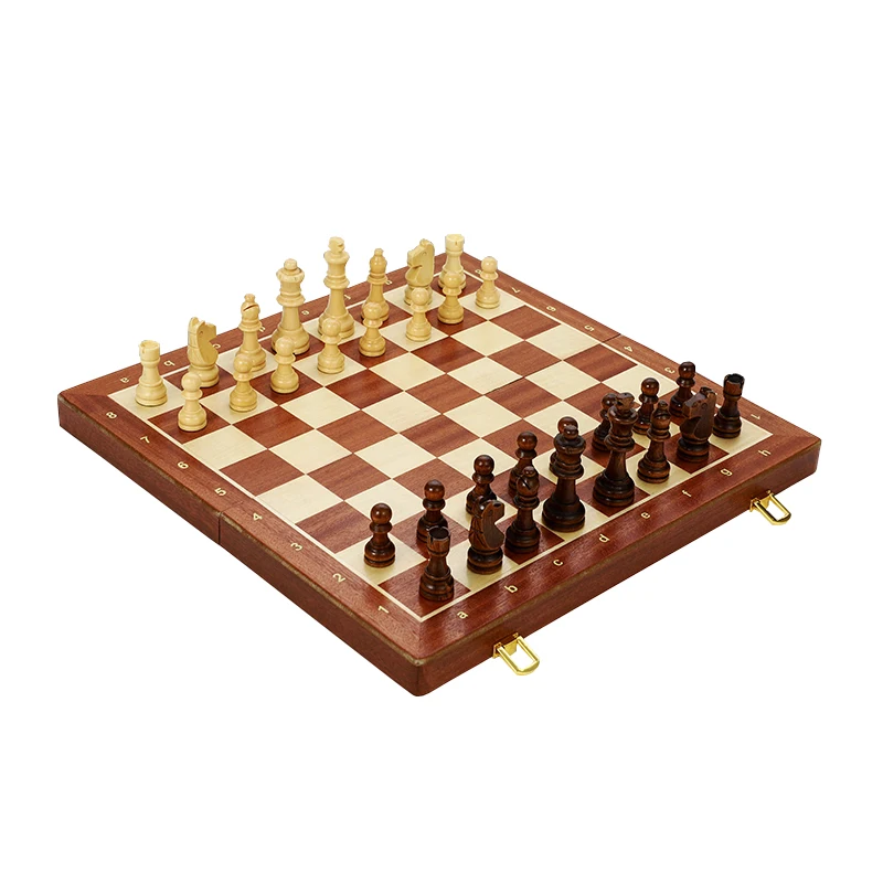 

Hot Top Grade Wooden Folding Large Chess Set Handwork Solid Wood Pieces Walnut Chessboard Children Entertainment Gift Board Game