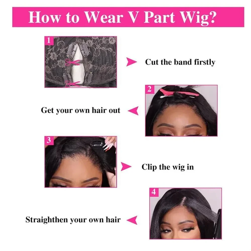 V Part Wig Human Hair Body Wave Brazilian Hair Wig For Black Women 200 Density 12-32inch Natural Color V Shape Wig No Tangle Wig 4