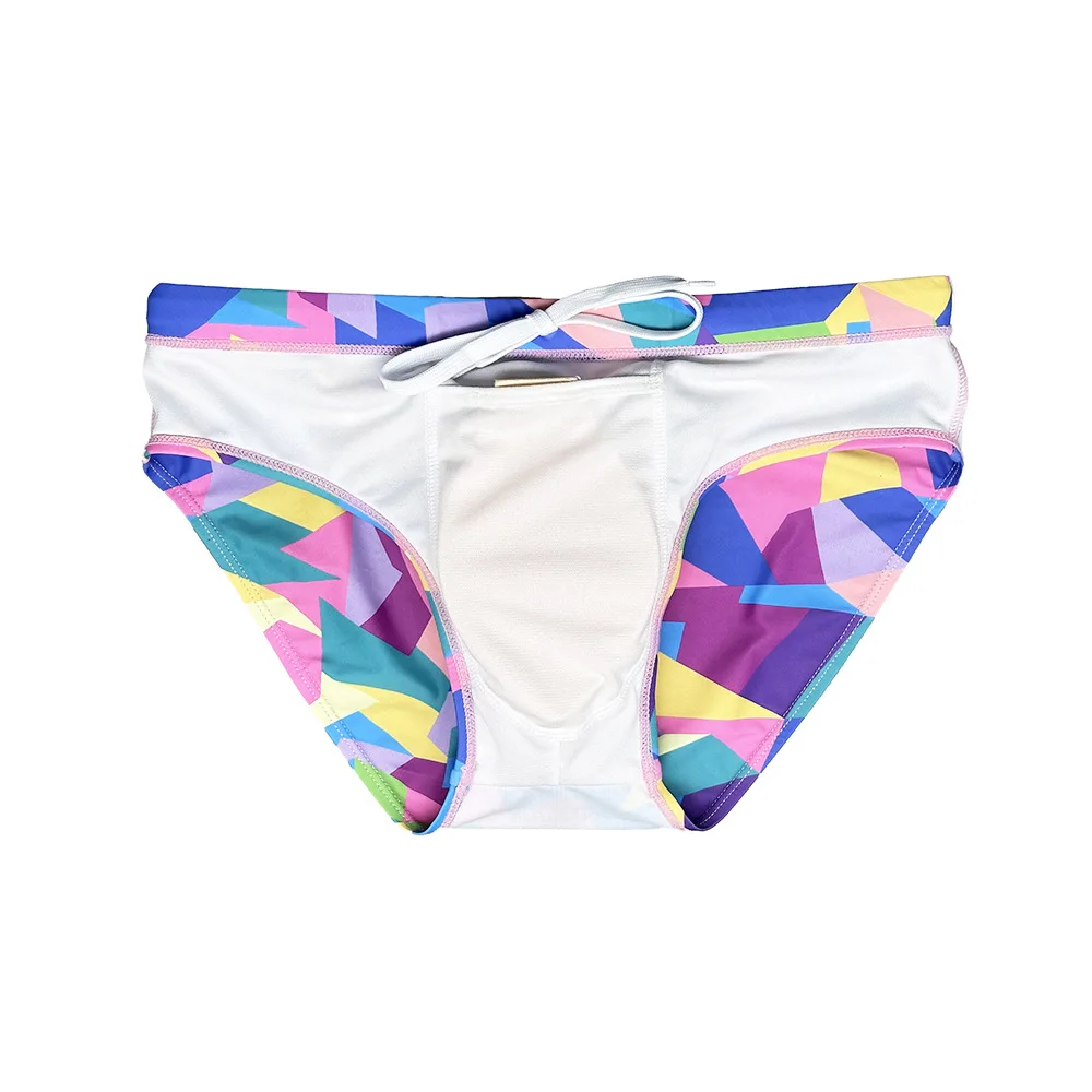 of men's block printed swimming trunks cup anti-embarrassing sports fitness beach hot spring swimming pool swimsuit