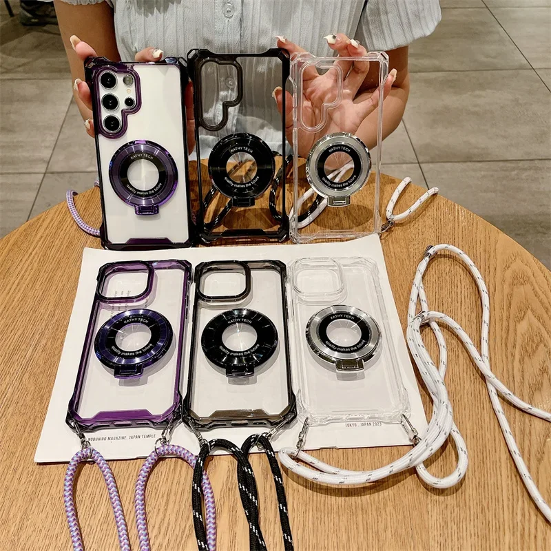 Crossbody Lanyard Magnetic Phone Case with Ring Cover