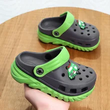 

Children's Sandals Girls Cartoon Slippers Summer Boys Baotou Sandals Non-slip Soft Sole Kids Home Slippers Breathable Hole Shoes