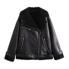 UNIZERA 2023 Autumn/Winter New Women's Wear New Fashion Casual Loose Versatile Leather and Fur One Piece Jacket Coat 3