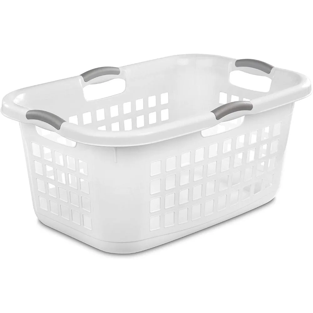 

Корзина для белья Sterilite 2 Bush Ultra, большая, пластиковая с удобными ручками для легкой переноски одежды в и из стиральной машины