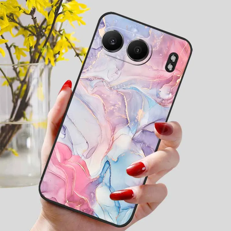 Elegant Black Marble TPU Soft Phone Cover - Fashionable Silicon Back Protector