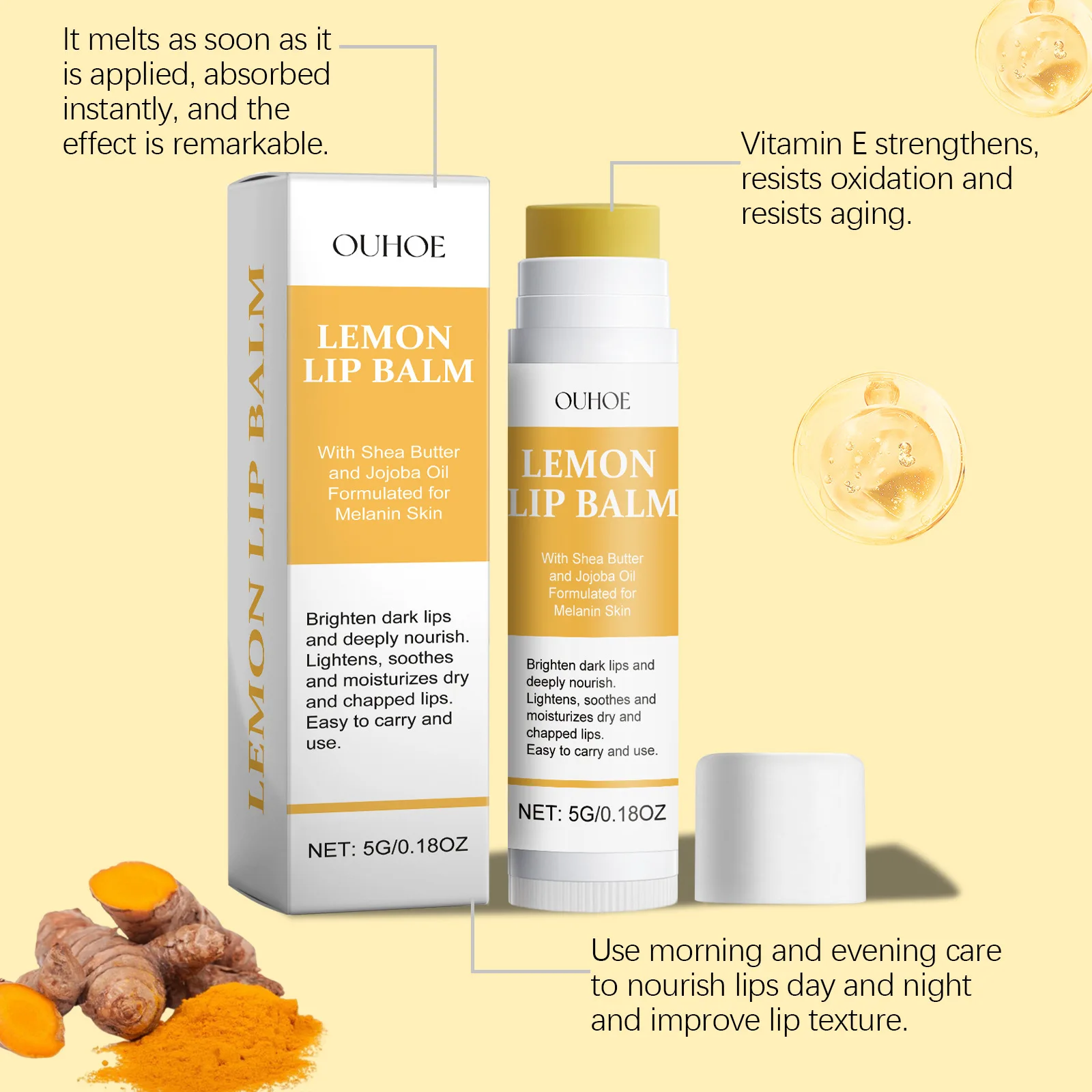 Glowing Lip Balm Lemon Ginger Fragrance Plumping Lip Gloss Remove Melanin Dark Dead Skin Repair Moisturize Brightening Lip Balm 6