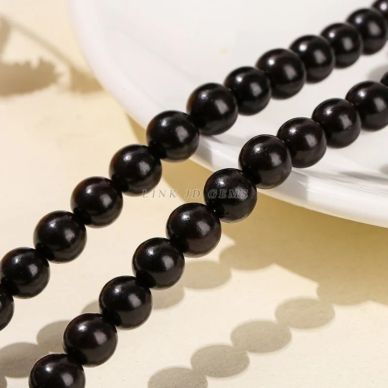 주얼리 제작용 천연 나무 구슬, 블랙 샌달우드, 라운드 부다 구슬, 6mm, 8mm, 10mm, 크기 선택, DIY 목걸이 팔찌 액세서리, 3A