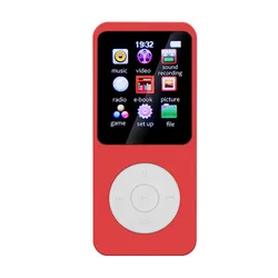 Portable Bluetooth MP3 Player with Built-in Speaker, FM Radio, and E-Book Support (Red)