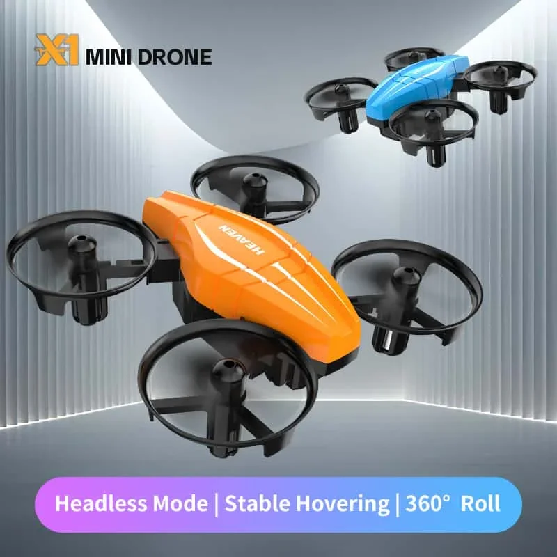 Drone Professionnel X1-B-BU-1B blanc posé sur fond clair, vue de face avec hélices repliées