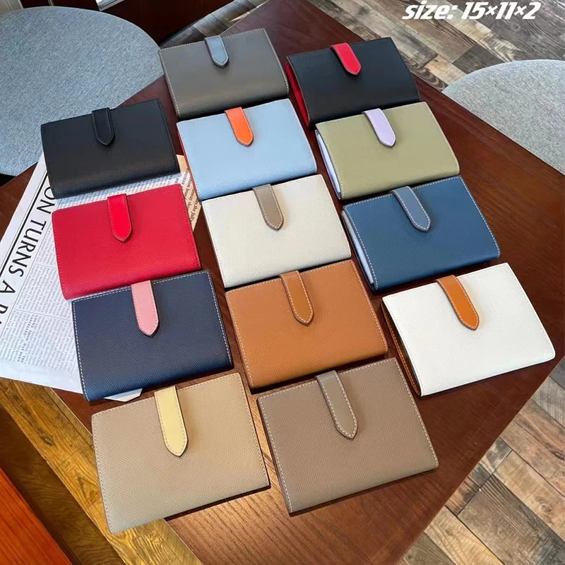 

Fashion Women Genuine Leather Short Wallet Coin Purse Multi Slot Card Holder Large Capacity Money Clip Travel Passport Holder