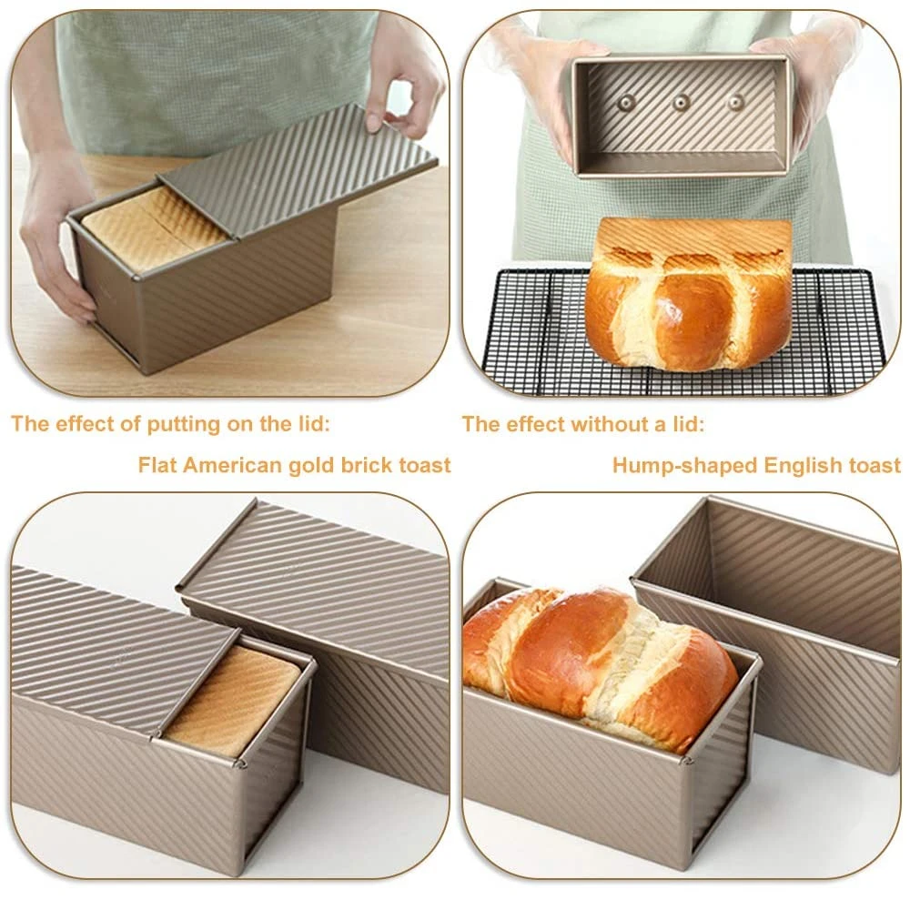 Rectangular Loaf Pan Carbon Steel Bread Mold Nonstick Bellows with Cover  Toast Box Mold Eco-Friendly Cake Mold for Baking Tools - AliExpress
