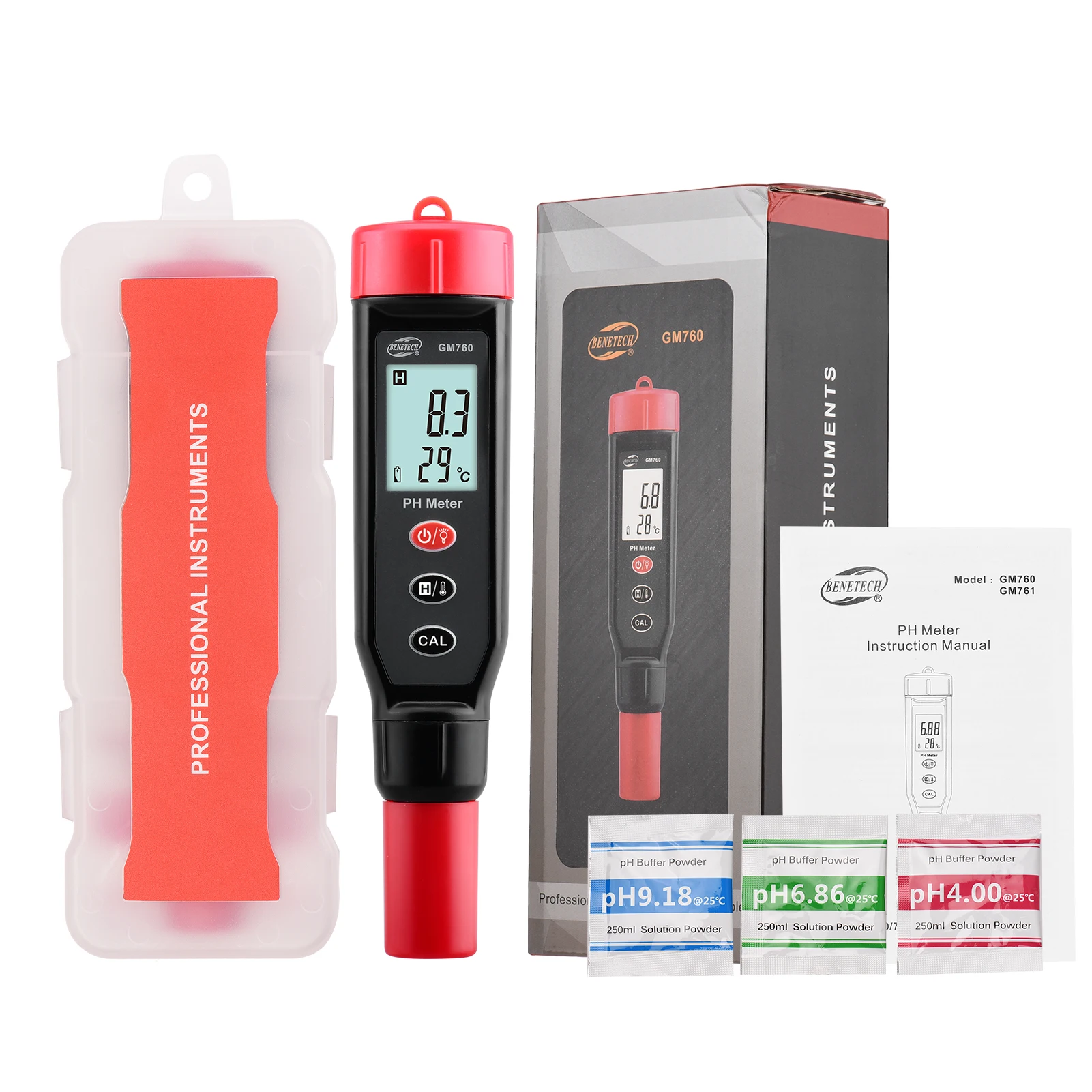 GM760 Digital PH Meter High Accuracy Water Quality Tester 2 in 1 PH