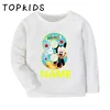 Mickey Mouse Print Boys T shirt 1 2 3 4 5 6 7 8 9 Years Birthday Number Bow Custom Name Kids Long Sleeve T-shirts Girls Clothes 4