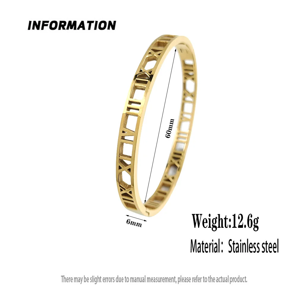 Creative new Roman numeral stainless steel gold-plated bracelet, high-quality zircon silver bracelet, wedding party jewelry 5