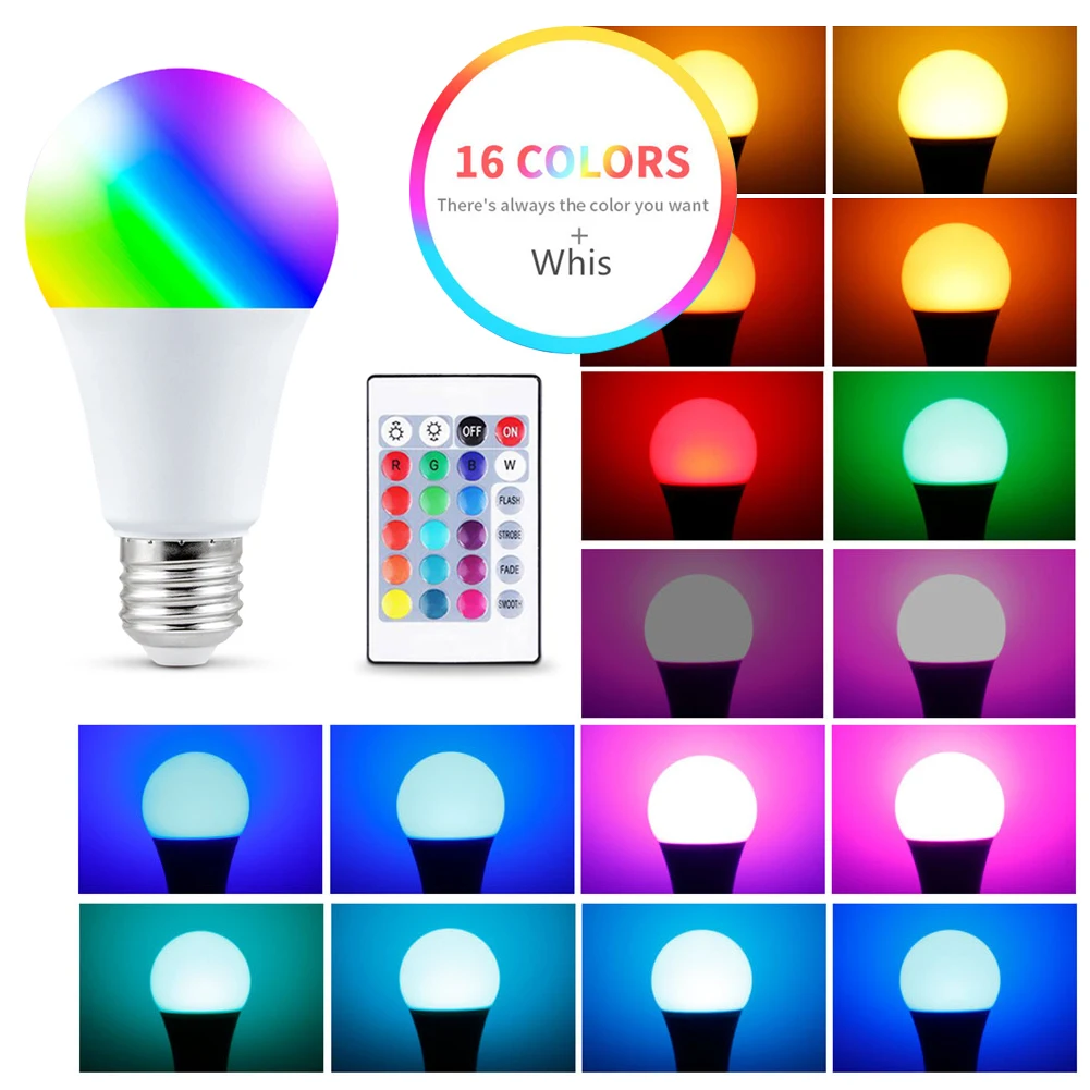 

E27 Rgb Led Light Bulb With Remote Control 5W 10W 15W 20W 25W Dimmable Rgbw Rgbww Spotlight 220V Smart Lamp Home Decor