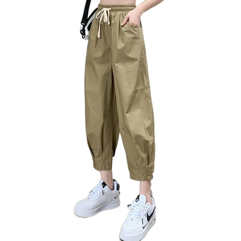 Large size fat MM300 kg overalls Harlan pants women's summer nine-point loose thin casual pants ins tide bloomers women