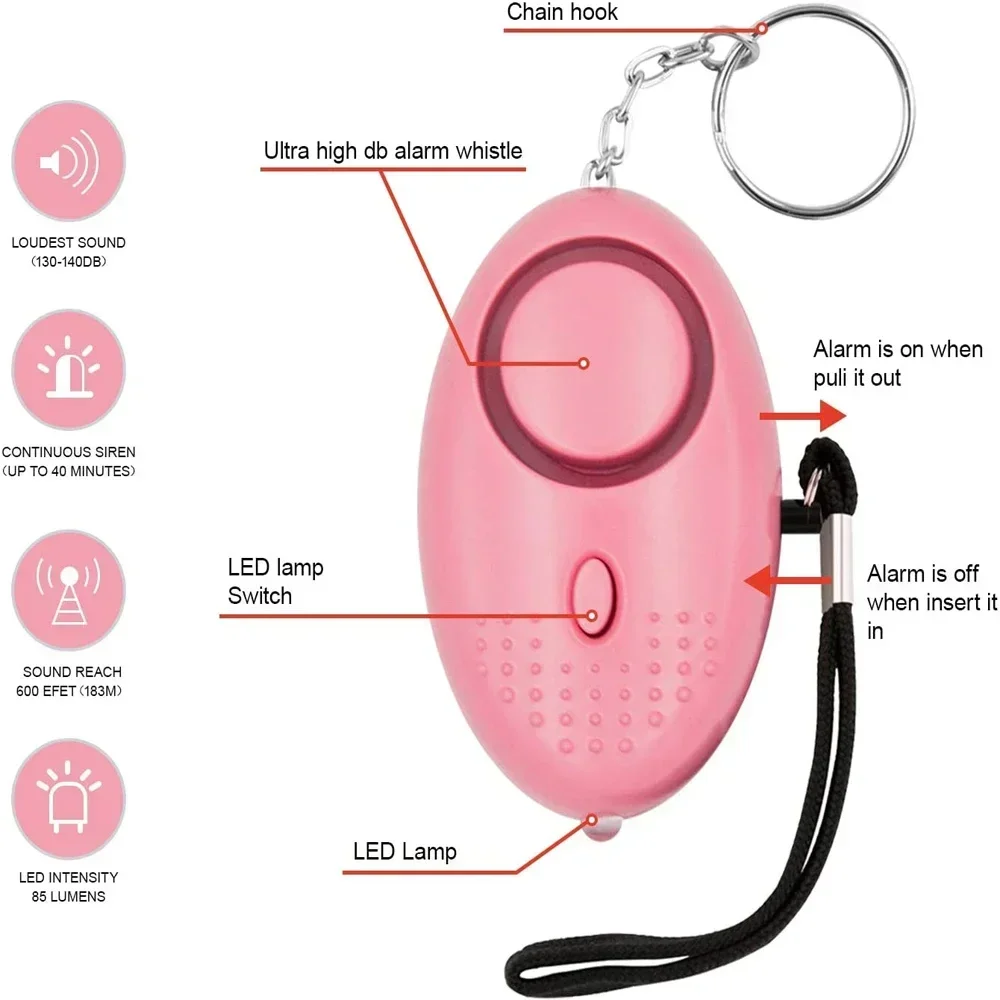 Přenosné sebe zase alarm 130DB osobní záruka alarm klíčenka s LED světel bezodkladnost bezpečnosti alarm pro ženy, muži, dítě
