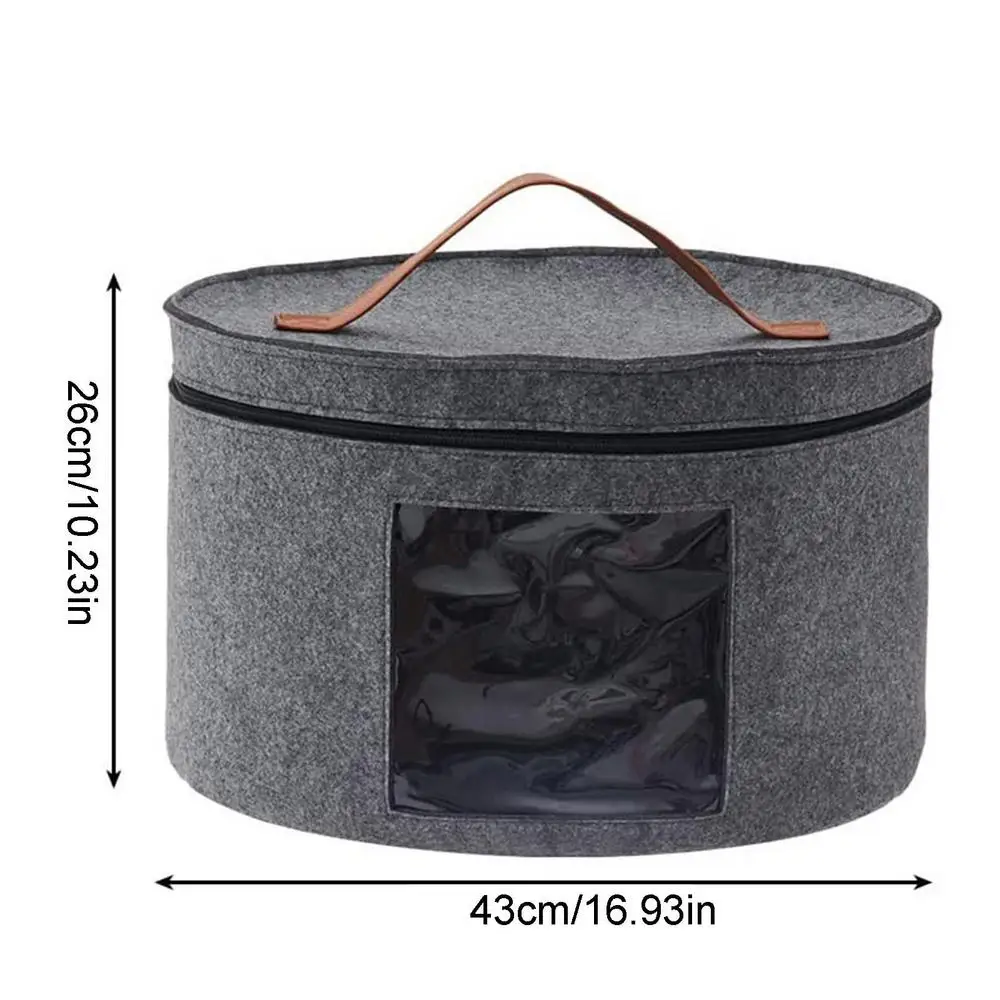 Lieonvis Large Hat Storage Box for Women Men,19 inchd x 17 inchh Hat Box Organizer,Foldable Round Hat Boxes with Dustproof Lid for Stuffed Animal Toy