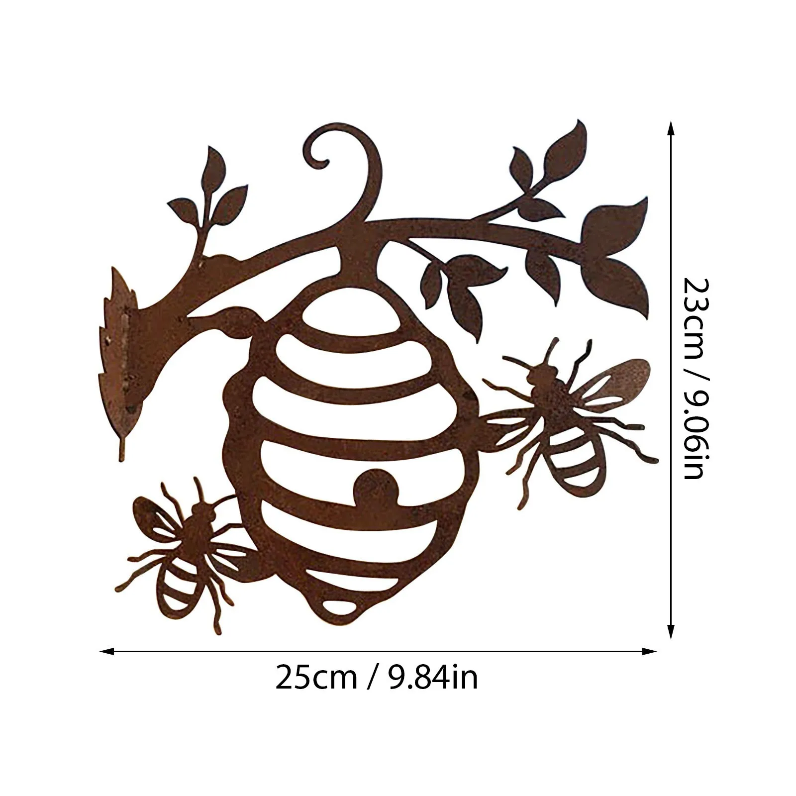 Silhouette Abeille nid d'abeille métal décoration jardin d'extérieur