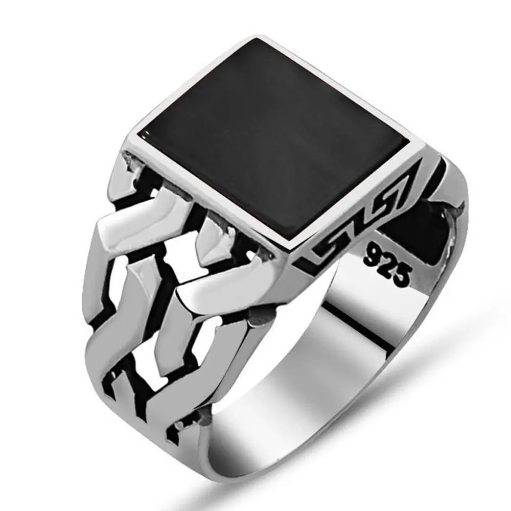 

Onyx Gemstone 925 Sterling Silver Ring, Gift for Men, Vintage, Real Natural Stone, Made in Turkey, men Ring, Fashion Accessories
