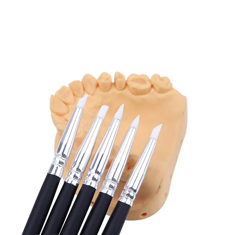 

Dental Composite Resin Veneer Cement Porcelain Brushes Silicone Brush Pen 5pcs/set White/Grey/Black