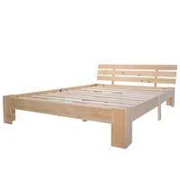 Деревянная кровать Двуспальная кровать с изголовьем Каркас кровати с шиферной ржавчины 200x140см Двуспальная кровать из массива дерева можно использовать в качестве сосновой кровати — изображение 5