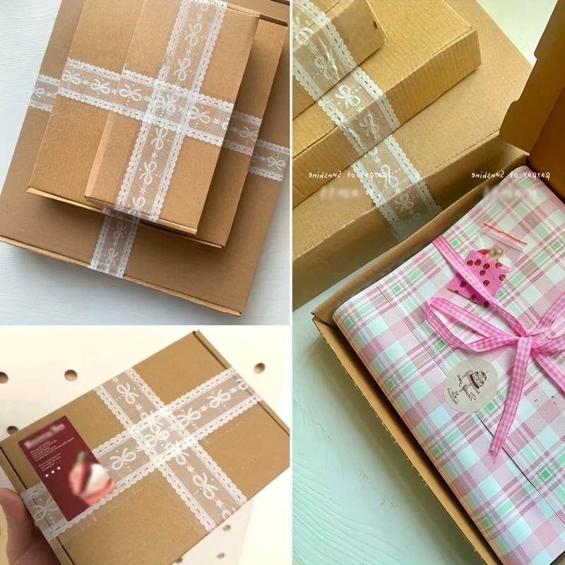 Elegant Floral Decorative Transparent Tape - Strong Adhesive for Gift Wrapping and Presentation