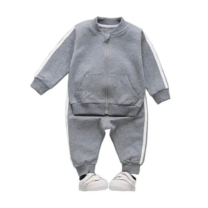 

new Spring Autumn Boys Girls Clothing Set Long Sleeve Zipper Sweat shirt Coat+Trousers Striped Sport Suit 2Pcs Track suit 0-6Y